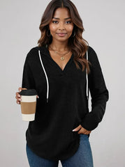 Full Size Drawstring Long Sleeve Hoodie Plus Size