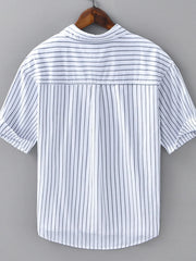 Men's Plus Size Striped Button Up Long Sleeve Shirt