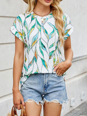 Easy-Wear Printed Crew Neck Top