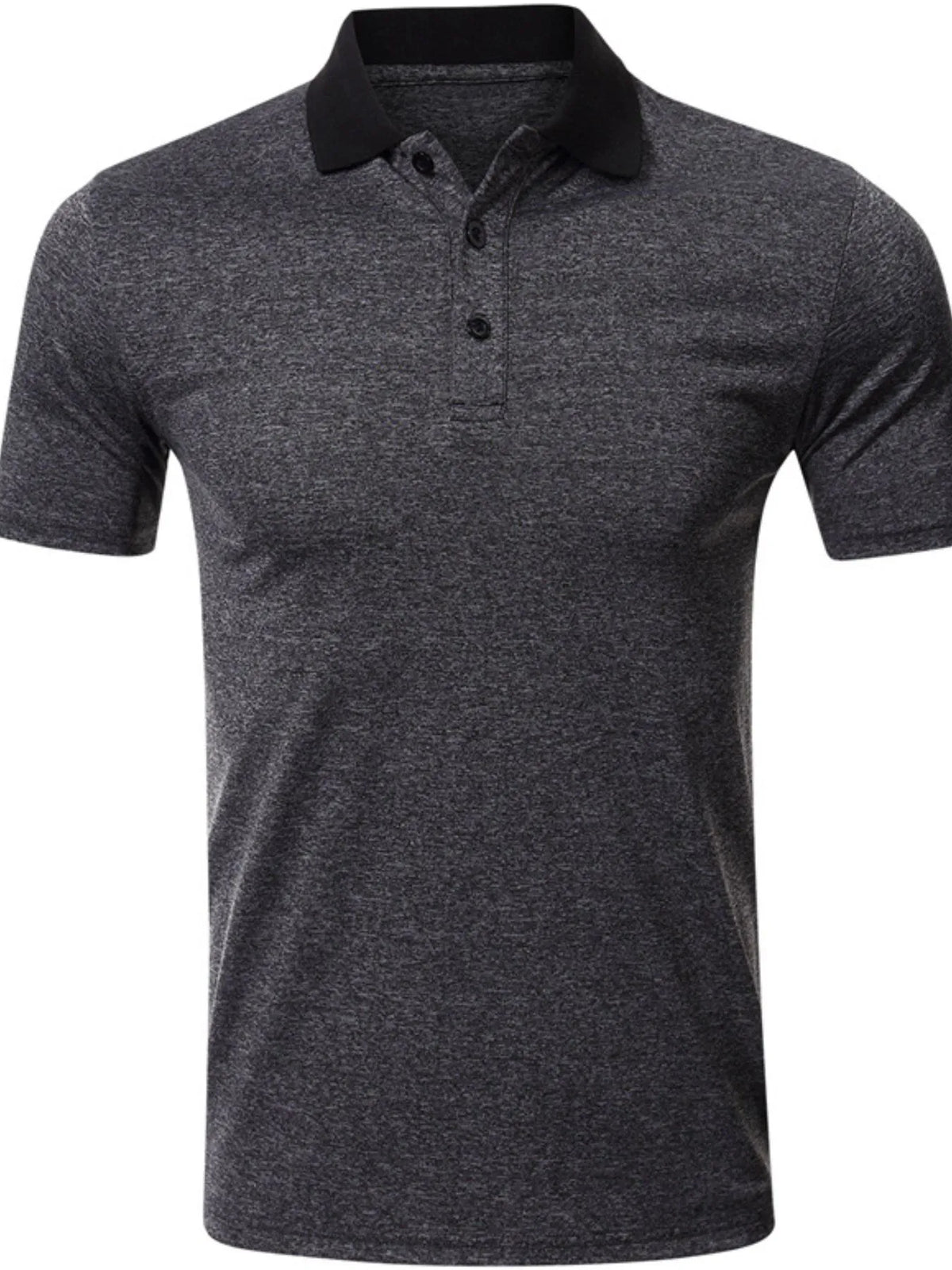 Men's Classic Heathered Polo Shirt with Contrast Collar