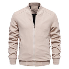 Stand Collar Men's Solid Color Jacket