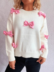 Classic Bow Round Neck Long Sleeve Sweater