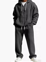 Men's Full Size Casual Waffle Knit Hoodie and Pants Set Plus Size