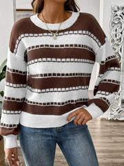 Classic Stripe Round-Neck Long Sleeve Knit Sweater