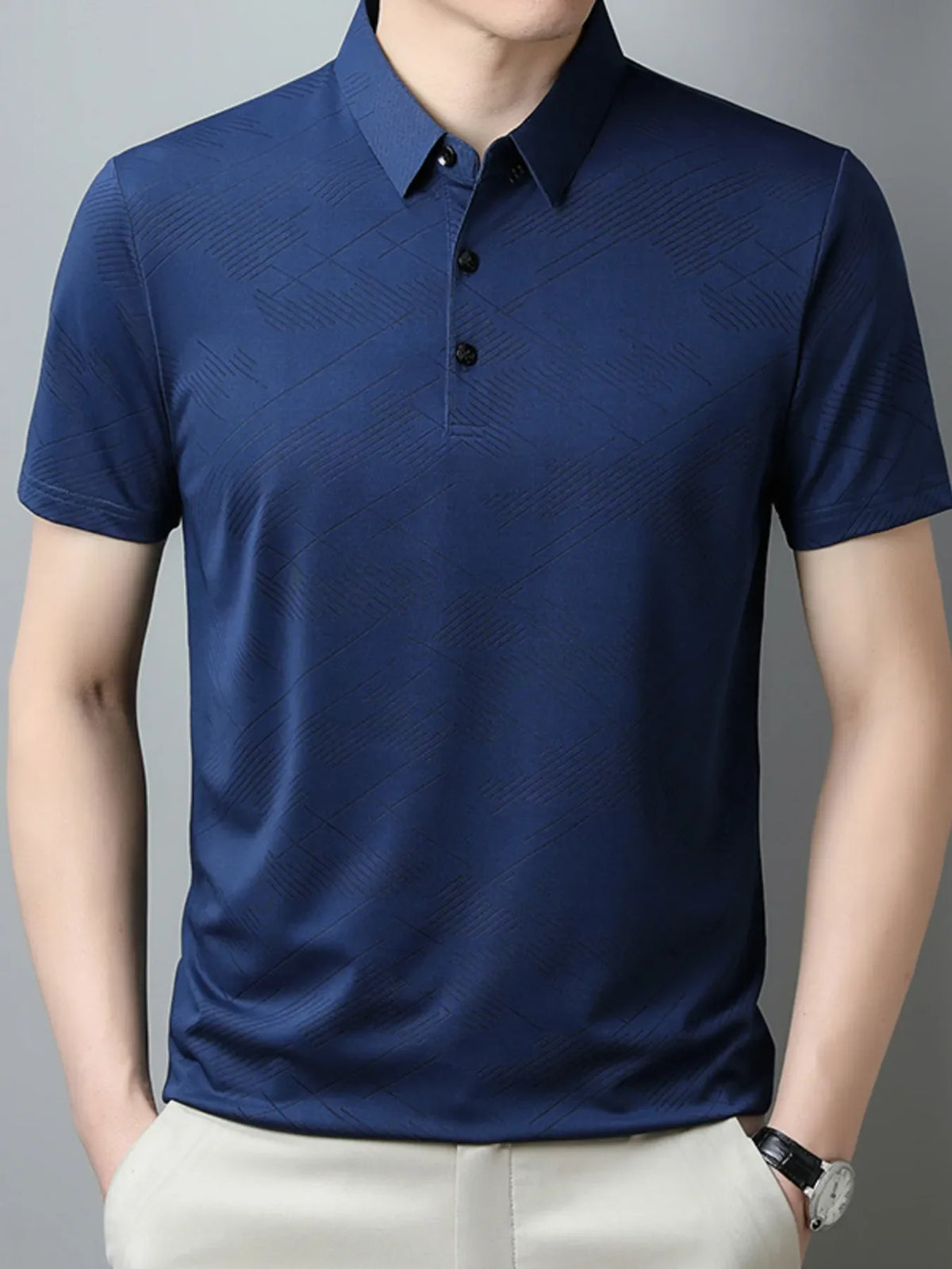 Men's Plus Size Breathable Short Sleeve Geometric Polo
