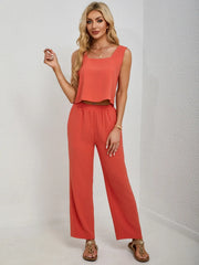 Square Neck Tank and Wide Leg Pants Set