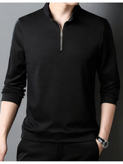 Men's Plus Size Quarter Zip Long Sleeve Polo