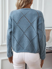 Delicate Knit Round Neck Patterned Top