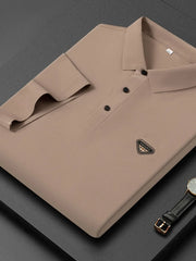 Men's Plus Size Triangle Badge Short Sleeve Polo