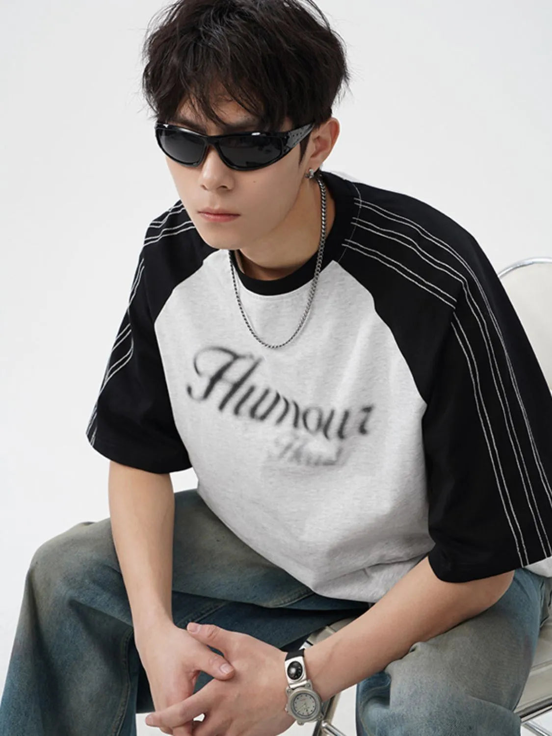 Men's Letter Round Neck Half Sleeve T-Shirt