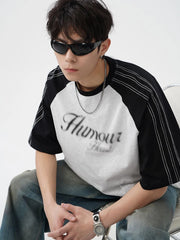 Men's Letter Round Neck Half Sleeve T-Shirt