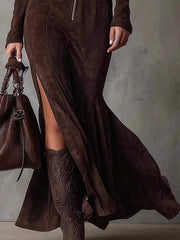 Full Size Slit Zipper Front Maxi Dress Plus Size