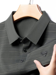 Men's Plus Size Classic Striped Golf Polo Shirt