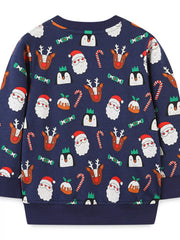 Children's Christmas Santa Print Crew Neck Sweatshirt