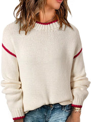 Contrast Trim Round Neck Sweater