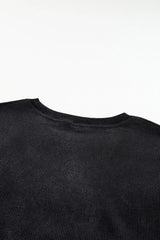 Plus Size Heart Ribbed Round Neck Sweatshirt