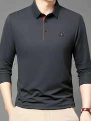 Men's Plus Size Button Detail Long Sleeve Polo