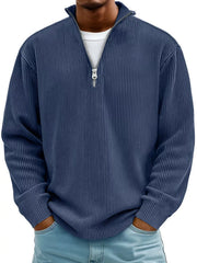 Men's Full Size Corduroy Quarter Zip Pullover Sweatshirt Plus Size