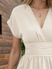 Surplice Short Sleeve Blouse