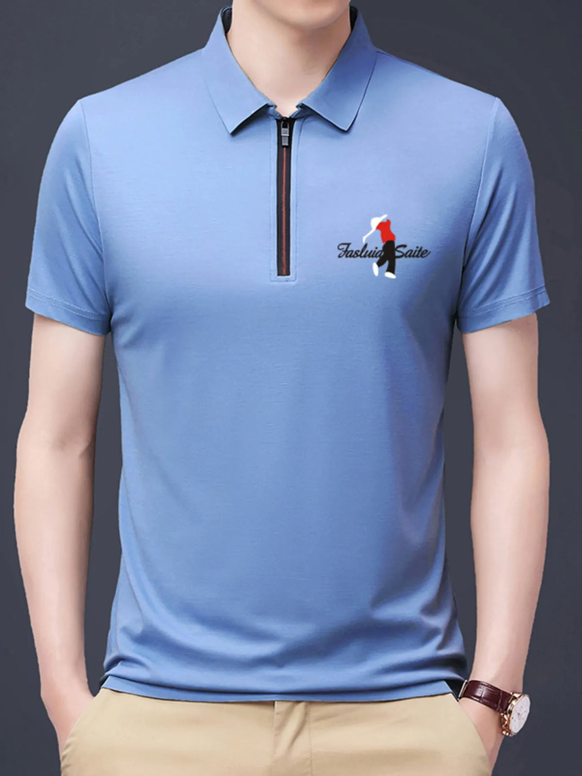 Men's Plus Size Half-Zip Short Sleeve Polo
