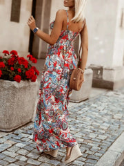 Printed Spaghetti Strap Elegant Maxi Dress