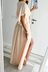 Surplice Flutter Sleeve Maxi Dress
