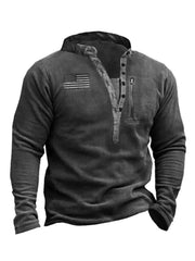 Men's Plus Size Button Detail Long Sleeve Sweatshirt