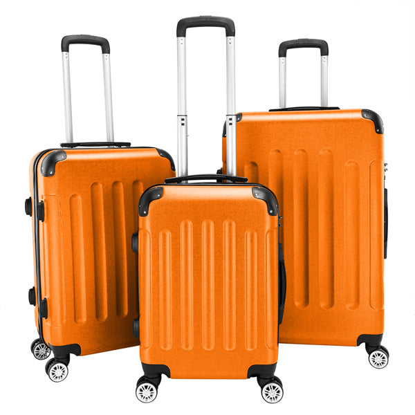 3-in-1 ABS Trolley Case 20 Inches, 24 Inches, 28 Inches Orange FREE USA SHIPPING