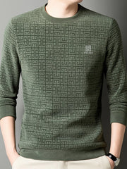 Men's Plus Size Long Sleeve Textured Casual Knit Top