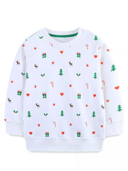 Children's Christmas Pattern Print Crew Neck Sweatshirt