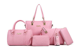 Fashionable And Trendy Embossed Six Piece Set Women's Hand Bag