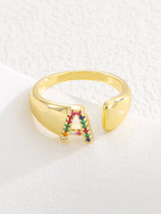 18K Gold-Plated Zircon Letter Ring