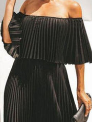 Full Size Off-Shoulder Pleated Maxi Dress Plus Size