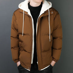 Two-piece Men's Windproof Warm Hooded Cotton Jacket Thickened