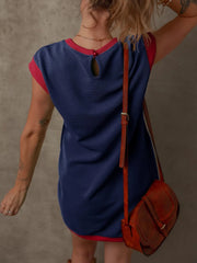 Classic Cap Sleeve Round Neck Mini Dress