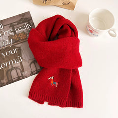 Embroidered Warm Winter Scarf
