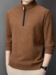 Men's Plus Size Corduroy Half-Zip Pullover Sweatshirt