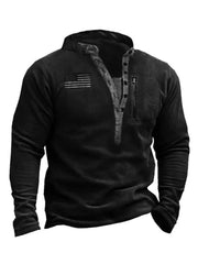 Men's Plus Size Button Detail Long Sleeve Sweatshirt