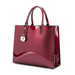 Patent mirrored leather shoulder cross-body bag