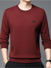 Men's Plus Size Textured Long Sleeve Casual T-Shirt