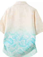 Men's Plus Size Tropical Print Short Sleeve Casual Shirt