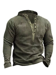 Men's Plus Size Button Detail Long Sleeve Sweatshirt