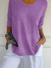 Full Size Relaxed Fit Ribbed Hem Sweater Plus Size