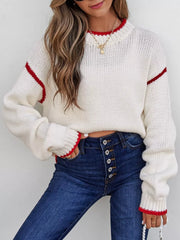 Contrast Trim Round Neck Sweater