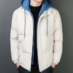 Two-piece Men's Windproof Warm Hooded Cotton Jacket Thickened