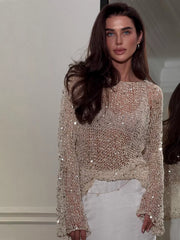 Sequin Embellished Knit Cover Up