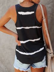 Full Size Striped Round Neck Tank Top Plus Size