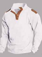 Men's Full Size Stand Collar Long Sleeve Polo Plus Size