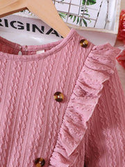 Children's Ruffled Trim Button Front Dress