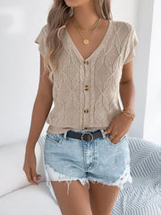 Textured Cable Button-Up Sweater Cardigan